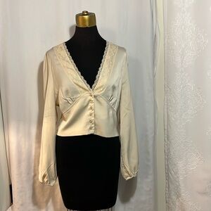 Satin and Lace, deep v-neck blouse